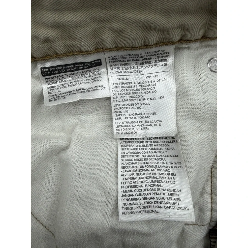 Levi's 508 Jeans Mens 34x34 Khaki Tan Pants Zip Fly Cotton (34x32 Measured)